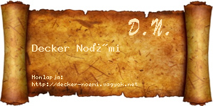 Decker Noémi névjegykártya
