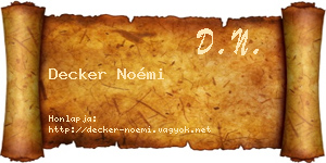 Decker Noémi névjegykártya